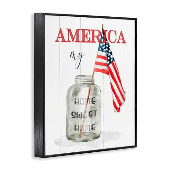 Stupell Industries America My Home Sweet Home Patriotic Country Flag Framed Giclee Art Black {4}