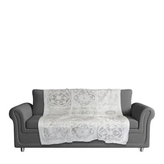 Gray Tile Pattern Sherpa Fleece Blanket {4}