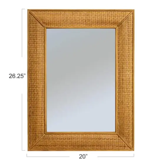 Hello Honey&reg; 26" Natural Rectangle Wall Mirror with Rattan Detail {4}