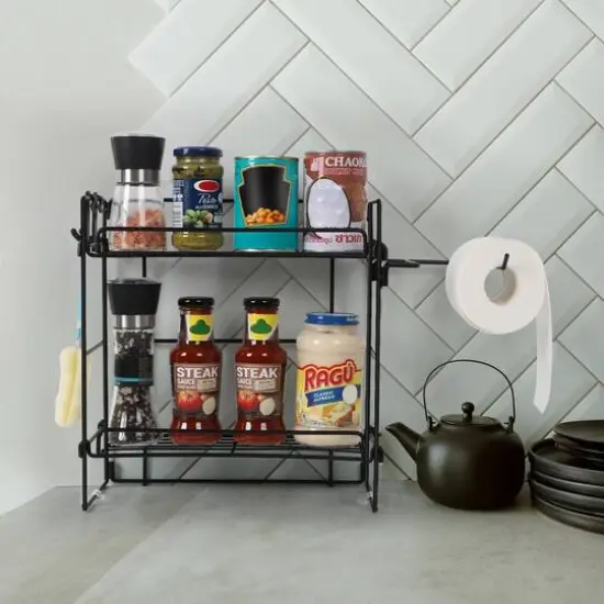 Over The Toilet Storage Shelf Organizer Basket with Paper Towel Holder {5}
