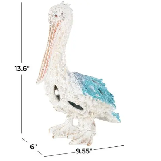 13.5" Textured Polystone Pelican Sculpture Blue {5}