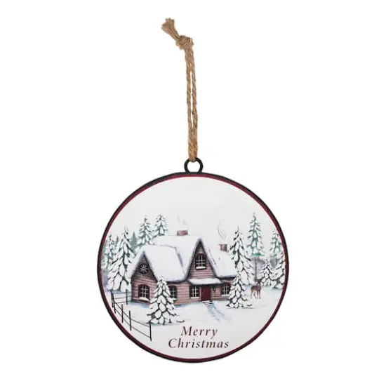 12ct. Woodland Winter Cabin Disc Ornament {4}