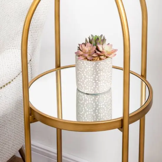 Glitzhome&reg; 42" Gold Regency Modern 2-Tier Mirror Organizer Floor Shelf {6}