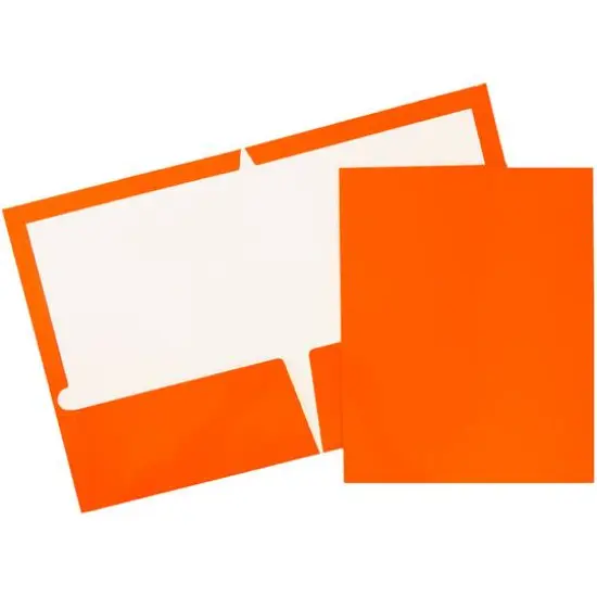 JAM Paper Glossy Laminated Two Pocket Folders, 25ct. Orange {1}