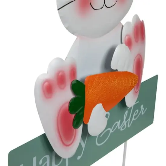 18.75" Bunny with Carrot Happy Easter Outdoor Garden Stake {7}