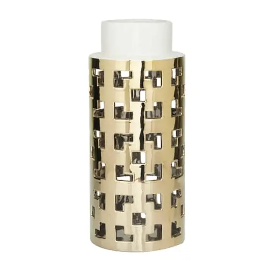Gold Stoneware Glam Vase, 14" x 6" x 6" {1}