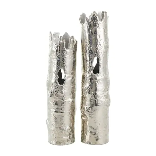 CosmoLiving by Cosmopolitan Silver Aluminum Tree Trunk Inspired Vase Set {1}