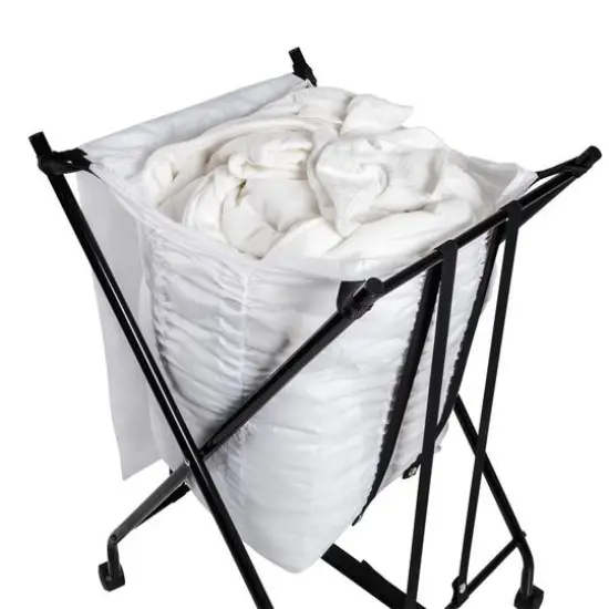 Honey Can Do Black/White Single Bounce Back Hamper with Wheels and Lid {13}