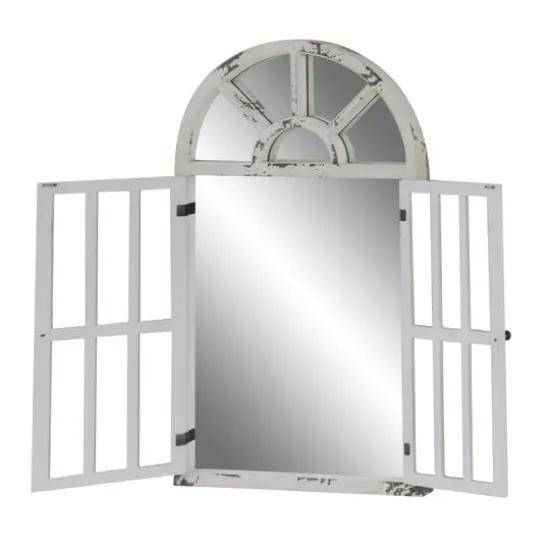 46" White Vintage Wood Wall Mirror {3}