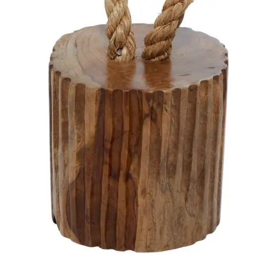 Set of 2 Brown Teak Wood Coastal Sculpture 5", 10" {7}