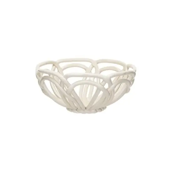 Hello Honey&reg; 8.5" White Round Handmade Stoneware Bread Basket {1}