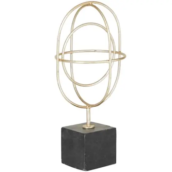 CosmoLiving by Cosmopolitan Gold Marble Contemporary Sculpture, 13" x 6" x 6" {1}
