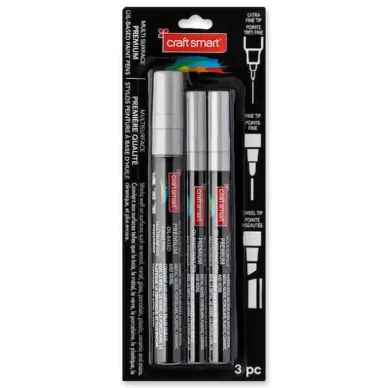 Premium Oil-Based Paint Pens by Craft Smart&reg; Silver {3}