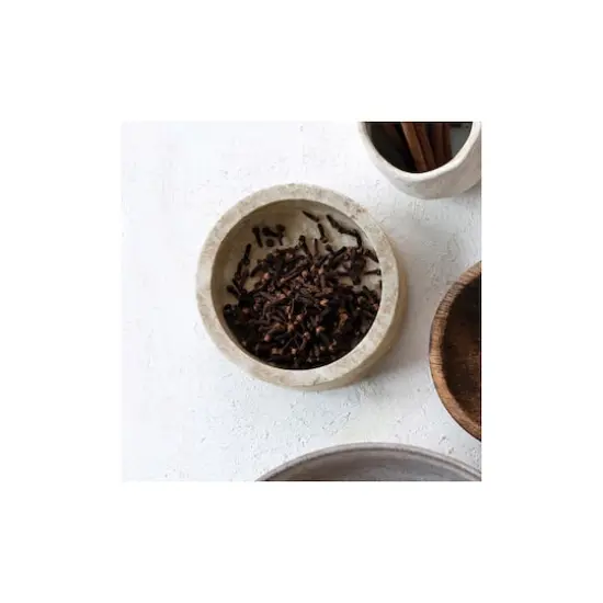 Hello Honey&reg; 5" Beige Round Marble Dish & Bottle Holder {3}