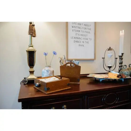 Hello Honey&reg; 9.6" Square Wood Napkin Holder with Metal Bar {10}