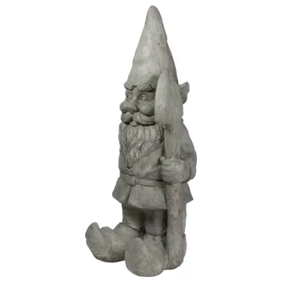 18.5" Gray Gardener Gnome with Shovel Outdoor Garden Statue {6}