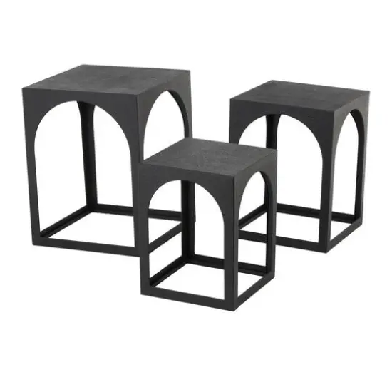 Metal Nested Accent Table with Large Arched Cutouts Set Black {9}