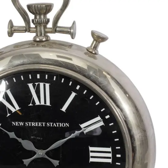 Silver Vintage Stainless Steel Wall Clock, 22" x 16" {4}