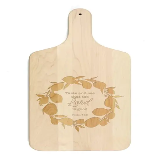 Lemon Wreath 8" x 17" Maple Paddle Cutting Board {1}