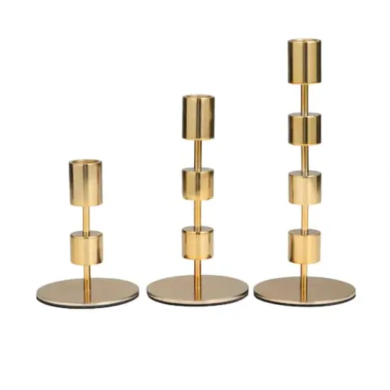 Gold Aluminum Floating Block Abstract Candle Holder with Rounded Base Set {5}