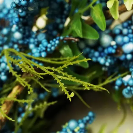 12" Spring Blue & Green Berry Twig Wreath {5}