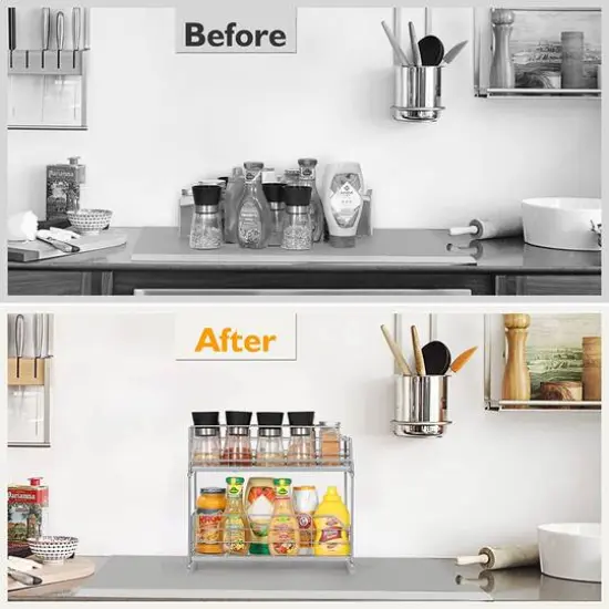 NEX™ 14" 2-Tier Under Sink Rack Organizer with Sliding Drawers, 2ct. Silver {9}