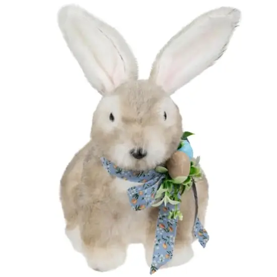 8" Plush Rabbit with Floral Bow Easter Figurine {4}