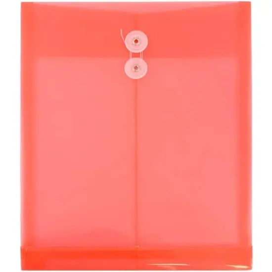 JAM Paper Letter Size Plastic Envelopes with Button & String Tie Closure, 12ct. Red {1}
