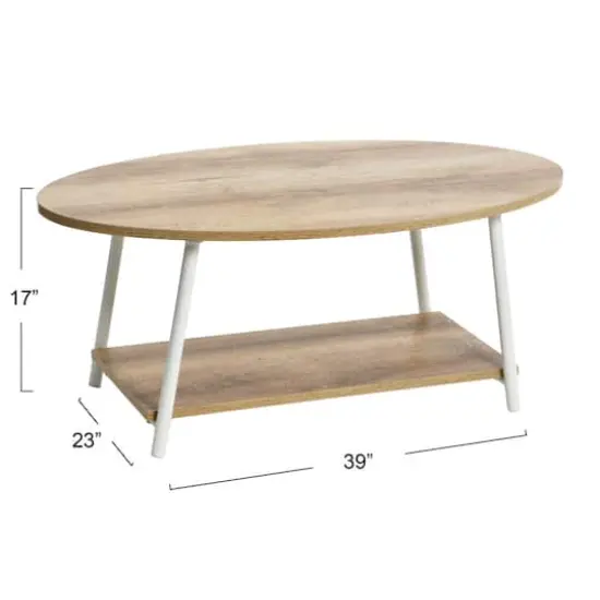Household Essentials 39" Jamestown Oval Coffee Table Coastal Oak {4}