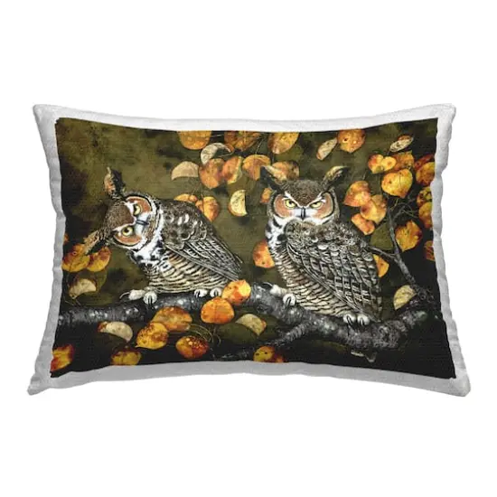 Stupell Industries Inquisitor Owls Autumn Branch Outdoor Printed Pillow {1}