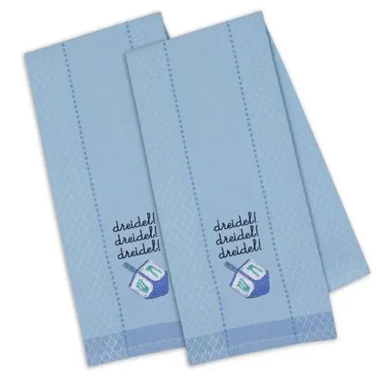 DII&reg; Dreidel Embroidered Dishtowel Set {4}