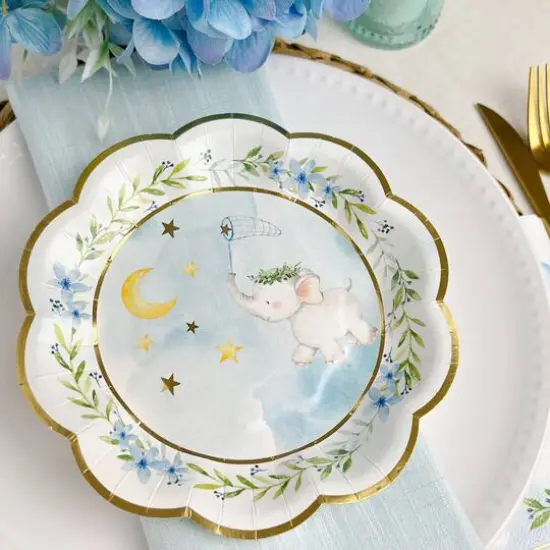Kate Aspen&reg; 7" Blue Elephant Baby Shower Premium Paper Plates, 16ct. {6}