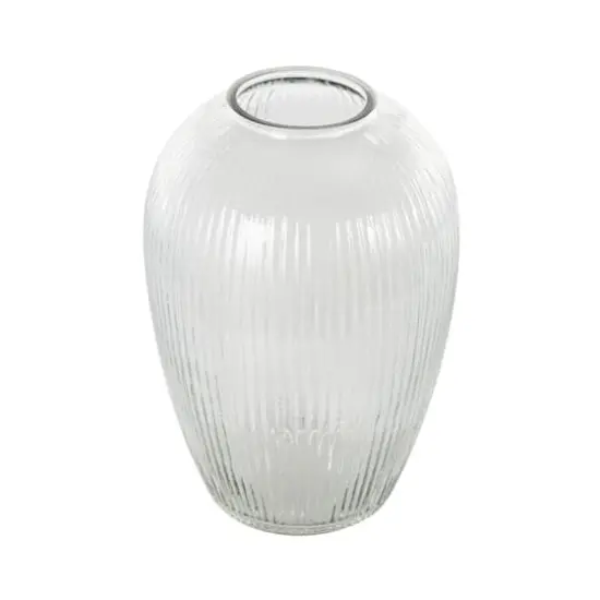 12" Clear Glass Ribbed Fluted Decorative Vase {7}