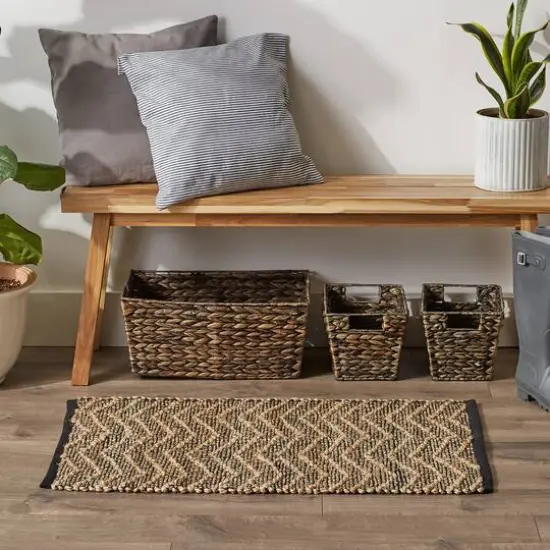 DII&reg; Black With Natural Jute Chevron Hand-Loomed Rug, 2ft. x 3ft. {4}