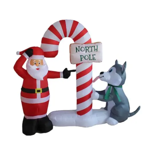 7.5ft. Inflatable Animated Puppy and Snowman {1}