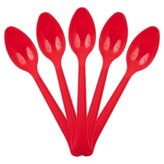 JAM Paper Premium Disposable Plastic Spoons, 48ct. Red {1}