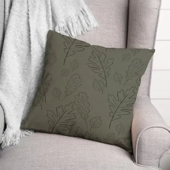 Green Large Leaf Pattern Throw Pillow {4}