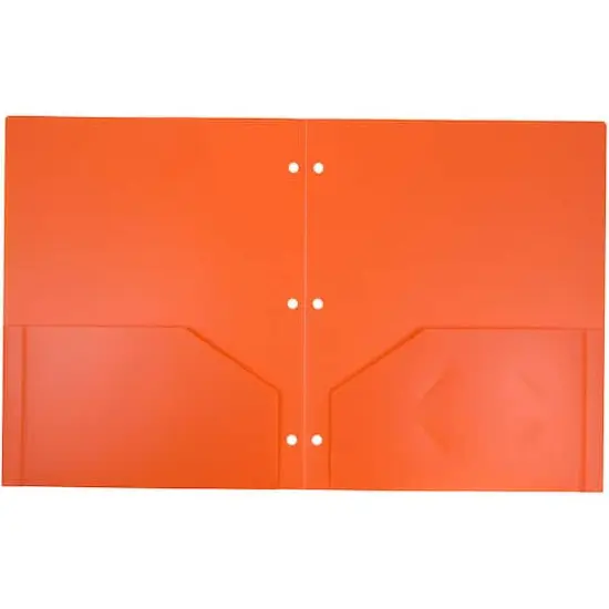 JAM Paper 3-Hole Heavy Duty Plastic Pocket Folder, 6ct. Orange {4}
