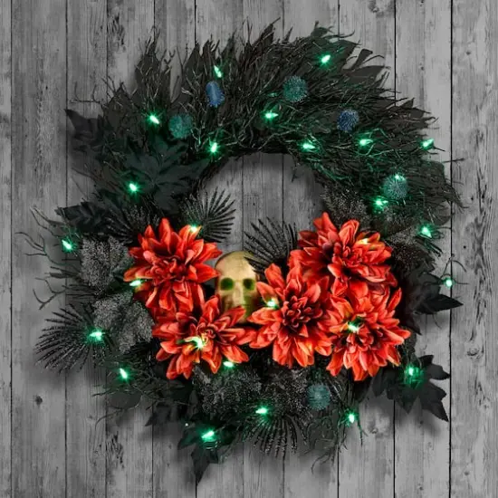 24" Boo-tiful Halloween Skill Pre-Lit LED Wreath {3}
