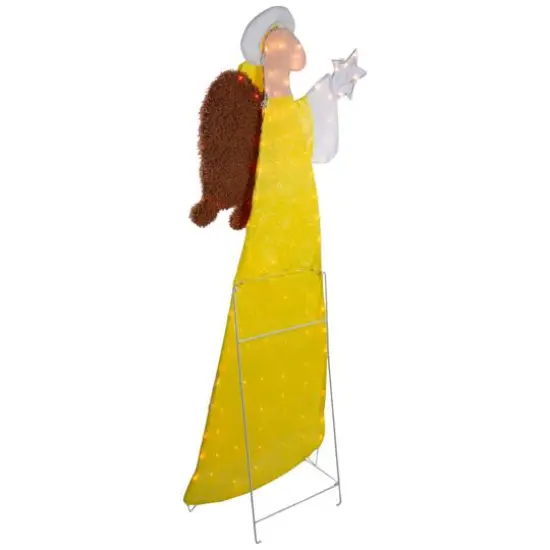 6ft. Lighted 2D Yellow Chenille Angel Outdoor Christmas Decoration {6}