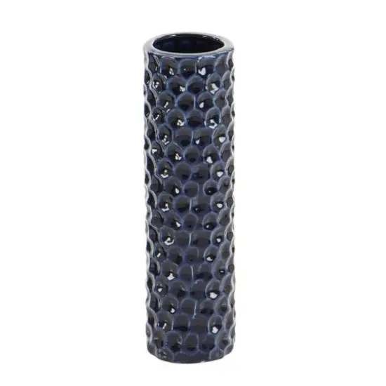 12" Dark Blue Stoneware Contemporary Vase Set {6}