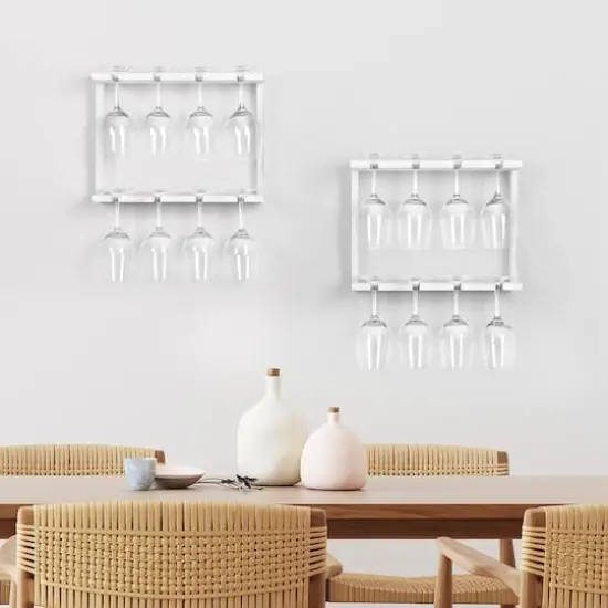 NEX&trade; Wall Mounted Wine Glass Stemware Rack Holder Hanger, 2ct. White {6}