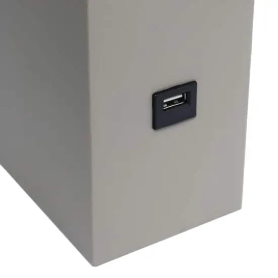 Lalia Home Lexington 21" Leather Table Lamp with USB Charging Port Gray {9}