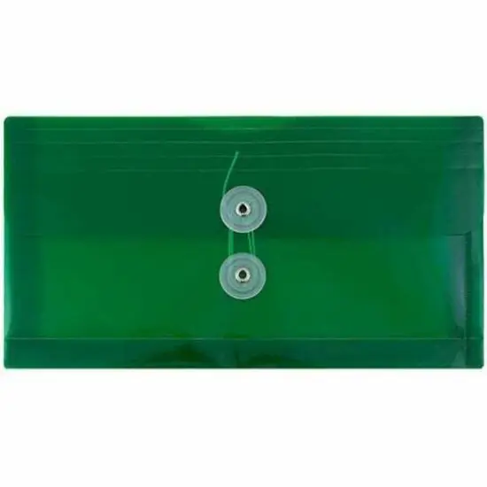 JAM Paper 5.25" x 10" Plastic #10 Business Envelope with Button and String Closure, 24ct. Green {1}