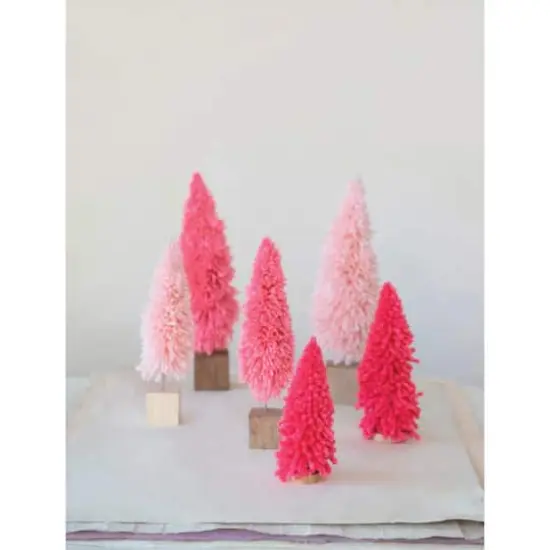 Hello Honey® 7.5" Hot Pink Fabric Yarn Tree with Wood Base {3}