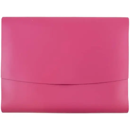 JAM Paper Italian Leather Snap Closure Portfolio Fuchsia {1}