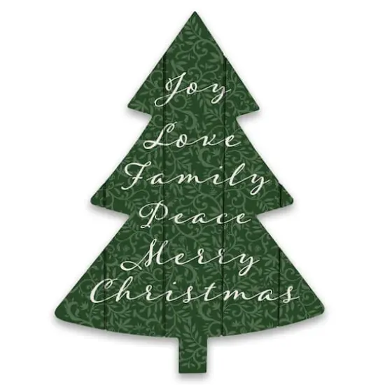 Christmas Words Tree Shaped Wood Pallet Wall Art {1}