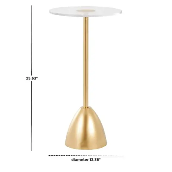 25.5" Gold Metal Pedestal Accent Table {8}