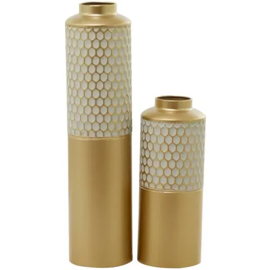 Light Grey Metal Glam Vase, Set of 2 {1}