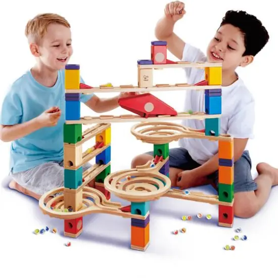 Hape Quadrilla Wooden Marble Run Construction Vertigo Set {6}